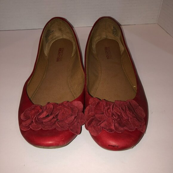 Kenneth Cole Reaction Womens Size 8.5 M Red Leather Slip On Ballet Flats Shoes - Picture 4 of 11